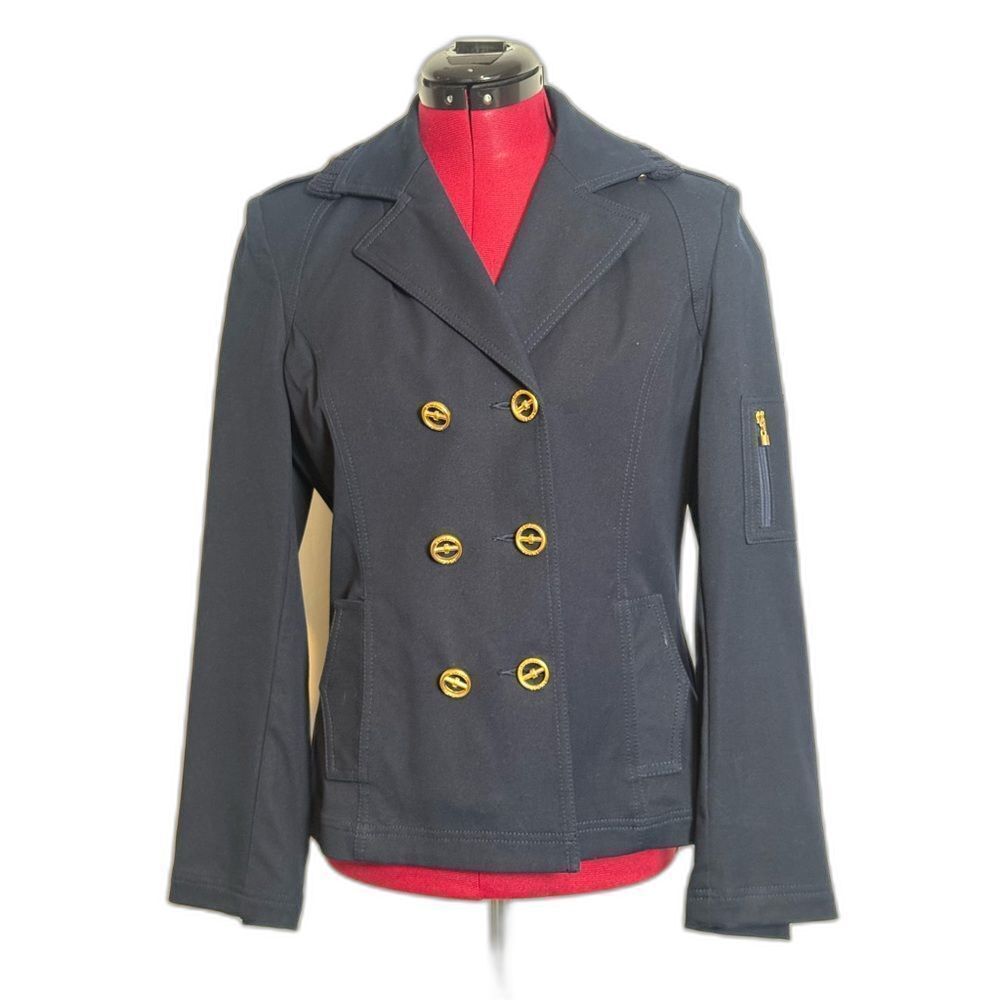 St John Sport Vintage Double-Breasted Pea Coat Woman's Size P Navy Blue